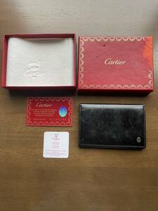  Cartier カルティエ パシャ レザー カードケース 名刺入れ カード入れ メンズ レディース ブラック　外箱・ギャラ有　本物保証