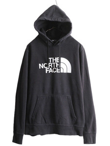 ノースフェイス プリント スウェット フード パーカー メンズ M The North Face プルオーバー 裏起毛 トレーナー ブラック アウトドア 薄手