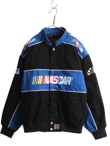 90s ジェフハミルトン ナスカー コットン レーシング ジャケット メンズ L 古着 NASCAR JH DESIGN ブルゾン ジャンパー モータースポーツ