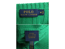 ポロ ラルフローレン コットン ケーブル ニット セーター レディース M / POLO 長袖ニット ワンポイント ポニー刺繍 クルーネック グリーン_画像5