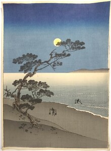 ▲真作 木版画▲明治時代 浮世絵【二代 歌川芳宗(新井芳宗)】夜景の図 風俗画▲縦26cm横19cm▲ 月岡芳年 門下 挿絵 表紙絵 川瀬巴水 発送60