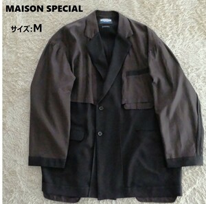 【美品】MAISON SPECIAL メゾンスペシャル サイズ:M テーラード ジャケット コート ブラック 異素材 ドッキング スペシャル テイラー 黒