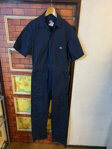 つなぎ ツナギ オールインワン 半袖 ディッキーズ 重ね着 紺系　アウトドア サイズS dickies エンジニア　メカニック　アメリカ古着