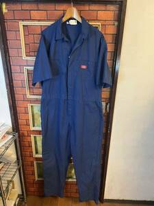 つなぎツナギ Dickies ディッキーズ 半袖　重ね着　紺系　アウトドア　サイズL以上　ビックサイズ　アメリカ古着　エンジニア メカニック