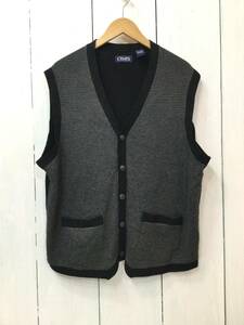 CHAPS チャップス コットンニット ベスト ニットベスト メンズXL 黒×グレー系 良品綺麗