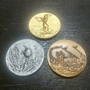 希少コイン　沖縄海洋博　金銀銅メダル　吉田叡示　3枚組