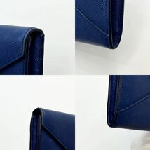 美品 PRADA プラダ 長財布 サイフ レター型 二つ折り ペーパーウォレット サフィアーノレザー ブルー系 メンズ　レディース 高級感 _画像8