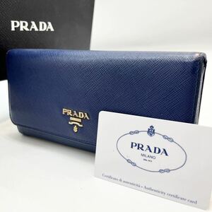 1円《美品》PRADA プラダ オーガナイザー トラベルケース ビジネス 長財布 大容量 ロゴ型押し レザー ネイビー メンズ 高級感