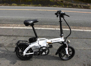 1円～MOBIMAX ディスク式 軽快MTB BIKE 48V 7.5Ah 14インチ 白色 折り畳み電動自転車 動作確認済2047