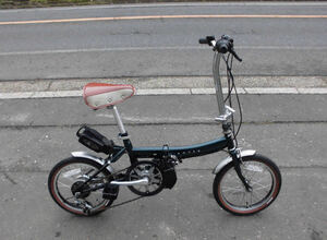 1円～ROVER 折り畳み電動自転車 24V SHIMANO 6段 16インチ 緑色 動作確認済 2118