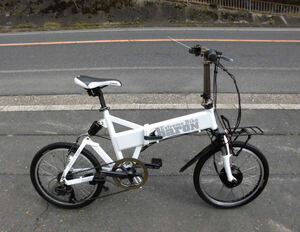 1円～baron 折り畳み電動自転車 MTB 24V 7.8Ah SHIMANO 7段 Extreme Bike 20インチ 白色 動作確認済 2496
