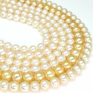 ◆K14入り アコヤ本真珠ネックレス6本&イヤリング1点おまとめ⑥◆F 約206.3g 真珠 パール pearl ジュエリーjewelry necklace EC4