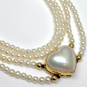 ◆K18 淡水パール/マベパールネックレス◆F 22.2g 42.0cm pearl 真珠 jewelry necklace EC4/EC4