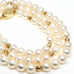 ◆K18/silverアコヤ本真珠ロングネックレス⑦◆F 約54.0g 約66.5cm 7.5-8.0.mm珠 pearl パール jewelry necklace ジュエリーEH0/ZZ