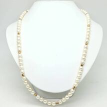 ◆K18/silverアコヤ本真珠ロングネックレス⑦◆F 約54.0g 約66.5cm 7.5-8.0.mm珠 pearl パール jewelry necklace ジュエリーEH0/ZZ_画像2