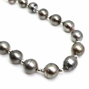 ◆南洋黒蝶真珠ネックレス/13◆F 約52.1g 約49.0cm 11.5-13.0mm珠 pearl パール jewelry necklace ジュエリーED5/EE5