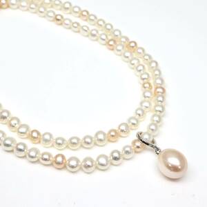 ◆K14WG 本真珠ネックレス◆M 約11.1g 約39.5cm 5.0mm珠 pearl パール jewelry necklace ジュエリーDD0/DH0