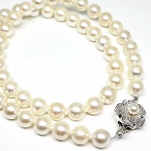 ソーティング付!!◆アコヤ本真珠ネックレス/15◆M◎ 約37.6g 約45.0cm 7.5-8.0mm珠 pearl パール jewelry necklace ジュエリーEB6/EB6