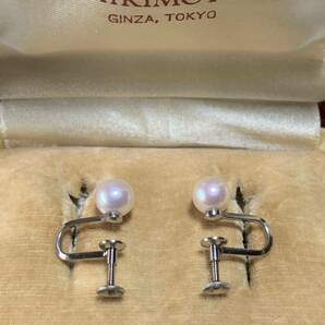 ミキモト WG K14 パール イヤリング 7mm ホワイト ゴールド 14金 本真珠 MIKIMOTO アクセサリー の画像1