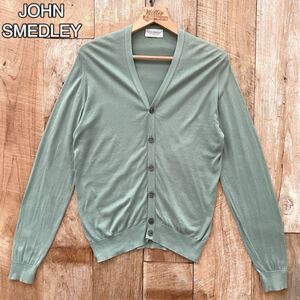 【美品】JOHN SMEDLEY ジョンスメドレー ウール ニット カーディガン M グリーン ユナイテッドアローズ 取扱