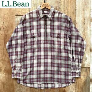 【新品同様】L.L.BEAN エルエルビーン チェック柄 ハーフジップ ネルシャツ M レッド ユナイテッドアローズ 取扱