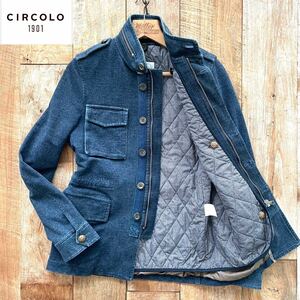 【美品】CIRCOLO 1901 チルコロ1901 中綿 キルティングライナー付き ジャージー デニム M-65 ミリタリージャケット 42 BEAMSF取扱