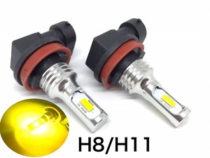 LED フォグランプ H8 H11 H16 左右2個セット 3000k イエロー 黄色 純正交換 明るい3570smd 12V 24V トラック ダンプ キャラバン