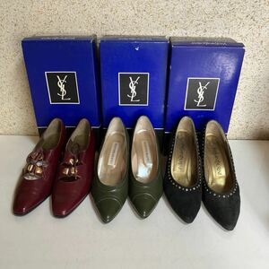 イヴサンローラン YVES SAINT LAURENT ★ パンプス　ブラック　ベロア素材　サイズ36 361/2 ヒール　中古　革製　まとめて　箱あり　