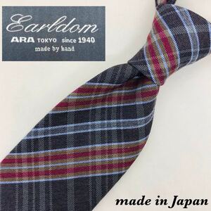 【美品】Earldom(アールダム)ネクタイ 国産 チェック シルク ウール