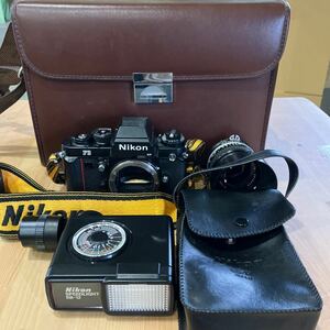 Nikon /ニコン　F3アイレベル　一眼レフ50mm ボディ　レンズ　カメラ　ストロボ付