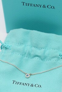 【B03-067】美品 TIFFANY & Co. ネックレス ティファニー エルサ ペレッティ バイザヤード アクアマリン SILVER Ag 925 アクセ 袋 箱 付