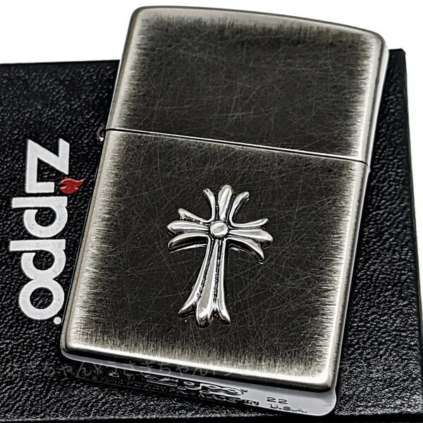 zippo☆クロスメタル☆ダメージブラック☆ジッポ ライター