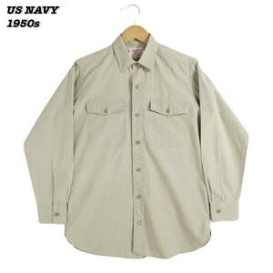 US NAVY Sanford Cotton Khaki Shirts 1950s SH24006 Vintage アメリカ海軍 コットンカーキシャツ ヴィンテージ シャツ 1950年代