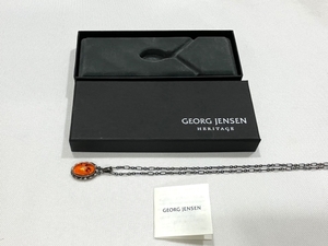 【送料無料】ジョージ ジェンセン Georg Jensen 2001 ヘリテージ HERITAGE ペンダント アンバー(琥珀) シルバー ネックレス【中古】