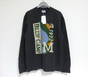 送料無料 定価4.1万 新品 BLUFCAMP Intarsia Sweater M チャコールグレー ブルーフキャンプ ニット セーター