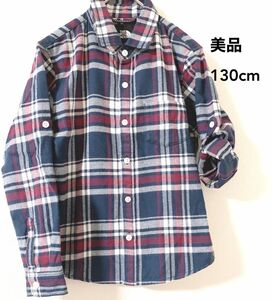 【美品】ノースフェイス　キッズ　長袖　フランネルチェックシャツ　130cm 