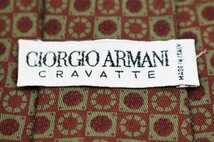 ジョルジオアルマーニ ブランド ネクタイ 格子柄 ドット シルク イタリア製 メンズ カーキ GIORGIO ARMANI_画像4