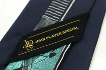 ジョンプレイヤースペシャル ブランド ネクタイ シルク ボーダー柄 総柄 メンズ ネイビー John Player Special JPS_画像4