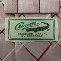 クロコダイル ブランドネクタイ ロゴ チェック柄 格子柄 シルク 日本製 メンズ ピンク CROCODILE_画像4