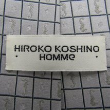 ヒロココシノ ブランド ネクタイ シルク 格子柄 小紋柄 タツノオトシゴ メンズ グレー HIROKO KOSHINO_画像4