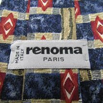 レノマ ブランド ネクタイ チェック柄 ダイヤ柄 幾何学模様 シルク イタリア製 メンズ ネイビー renoma_画像4
