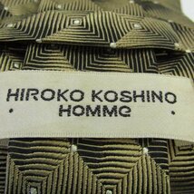 ヒロココシノ ブランド ネクタイ チェック柄 格子柄 ドット シルク メンズ ベージュ HIROKO KOSHINO_画像4