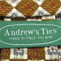 アンドリューズタイズ ブランド ネクタイ チェック柄 格子柄 花柄 シルク イタリア製 メンズ ブラウン Andrew's Ties_画像4