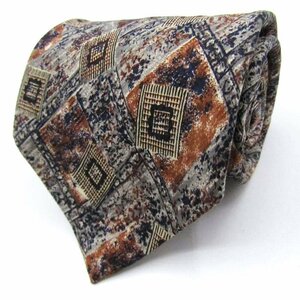  Renoma brand necktie total pattern panel pattern silk Italy made men's gray renoma