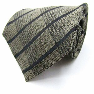  Issey Miyake brand necktie silk stripe pattern check pattern men's gray ISSEY MIYAKE