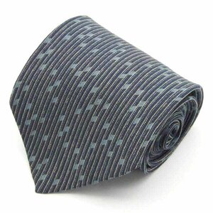 [ хорошая вещь ] Donna Karan DKNY линия рисунок шелк мелкий рисунок рисунок сделано в Японии мужской галстук темно-синий 