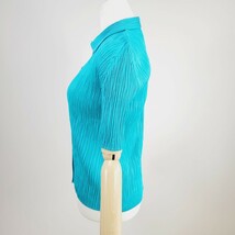 【美COLOR】プリーツプリーズ イッセイミヤケ　カジュアルシャツ ターコイズPLEATS PLEASE ISSEY MIYAKE 半袖シャツ カットソー　トップス_画像3