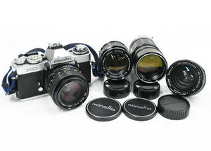H655●Minolta ミノルタ XD 一眼レフカメラ レンズ MC W.ROKKOR-SG 3.5 28mm/MD 50mm 1.4/MC TELE QD 3.5 135mm/MC TELE PE 4.5 200mm