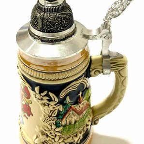 美品 ドイツ製 蓋付きビアマグ ビアグラス ビールジョッキ 陶器製 細工の画像2