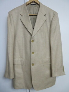 ☆高級生地 Kent House Lanificio di Pray ケントハウス ウール/シルク/リネン 春秋 テーラードジャケット ハンドステッチ入り Men's LL 3B